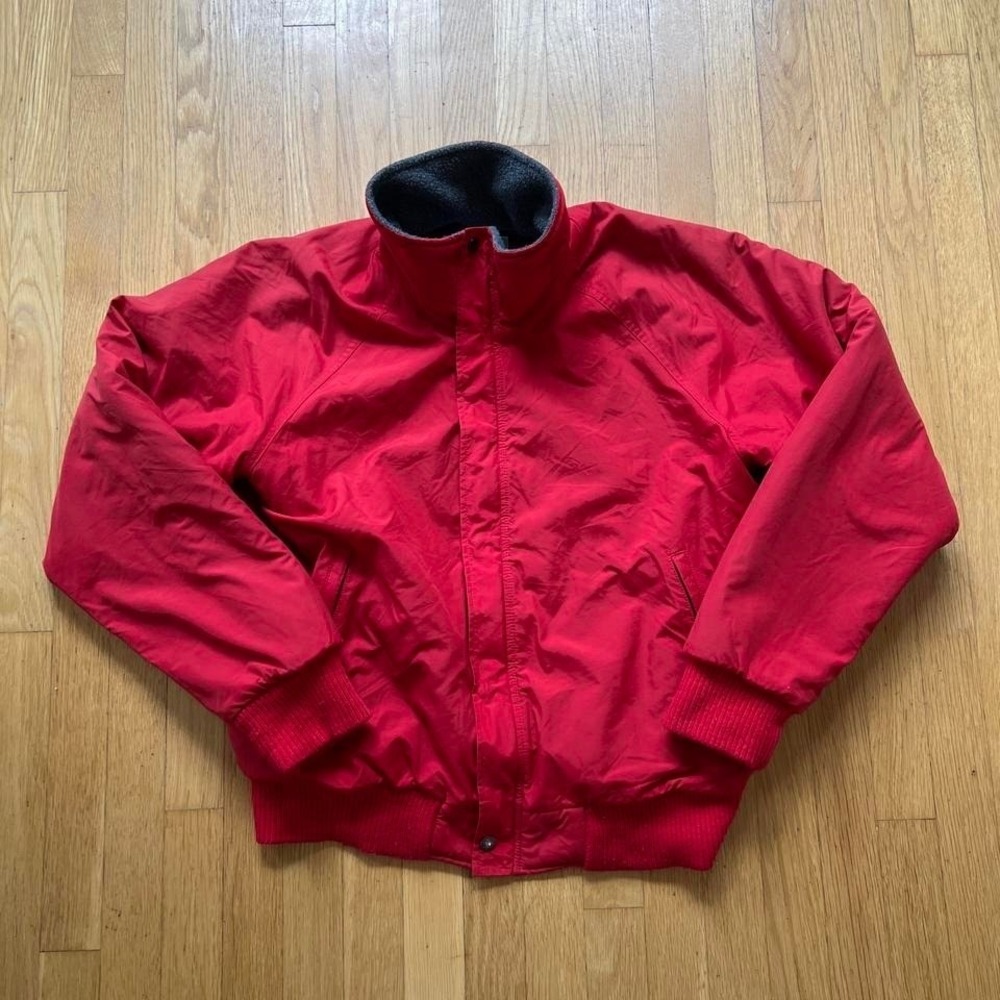 REI Red Fleece‑Lined Bomber Jacket Men's Medium Winter Coat